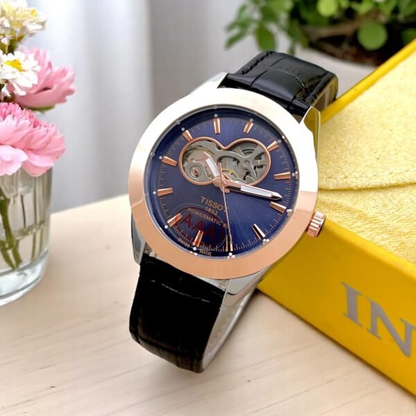 TISSOT BLUE DIAL ROSEGOLD OUTER RING BLACK STRAP