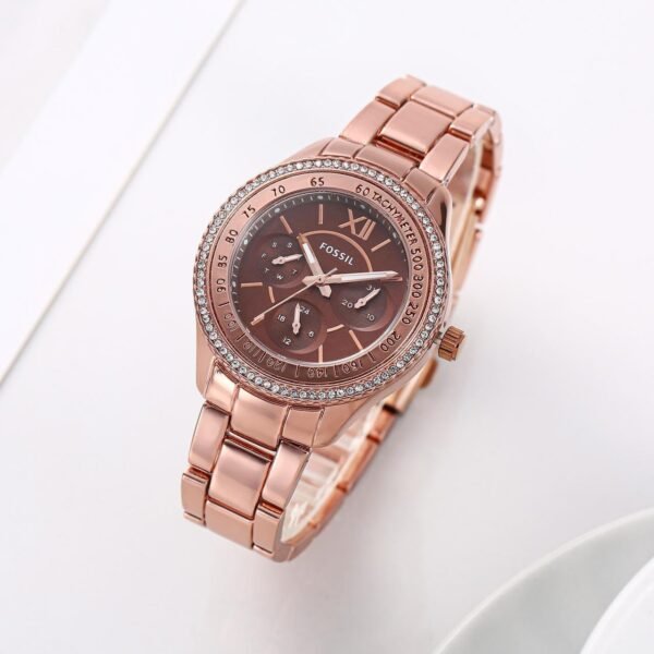 FOSSIL LADIES WATCH BROWN DIAL (ROSEGOLD)