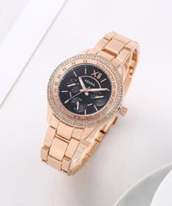 FOSSIL LADIES WATCH BLACK DIAL (ROSEGOLD)