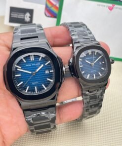 PATEK PHILIPPE COUPLE WATCH BLUE DIAL (BLACK)