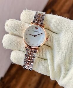 Armani Diamond Dualtone White Dial Ladies Watch
