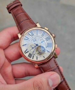 Cartier Leather Brown Automatic Watch Circle Dial B