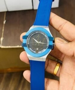 Maserati Blue Silver Leather Watch