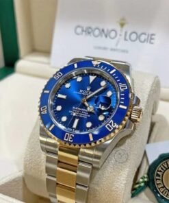 ROLEX SUBMARINER SILVER GOLD BLUE METAL WATCH (WITH OG BOX)