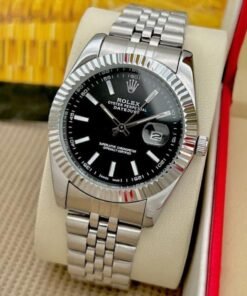 Rolex Datejust Silver Black Dial Metal Watch